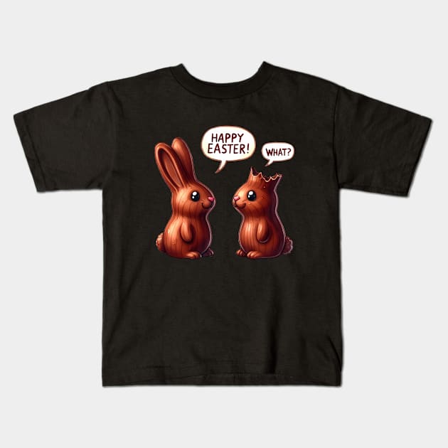 Funny Chocolate Bunnies Easter Kids T-Shirt by Nessanya